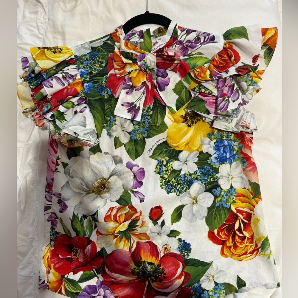 DOLCE AND GABANNA floral print bow blouse
